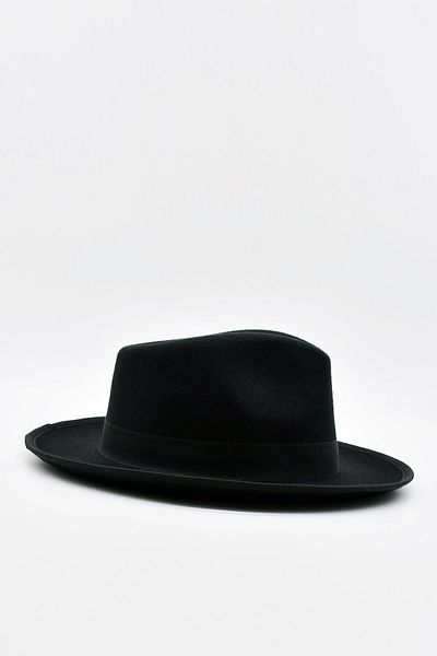 Külah Vintage Men's Fedora Trilby Hat Panama British Trilby Cap Black