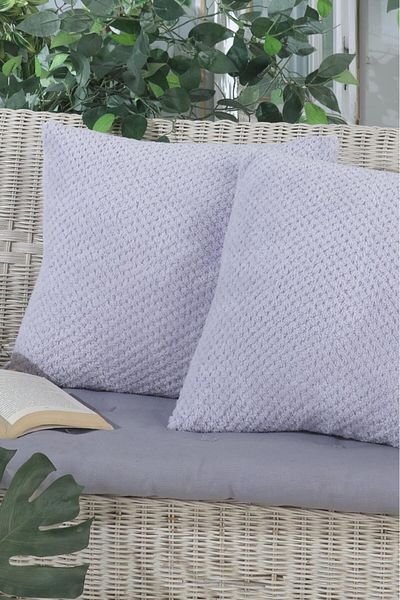 LADYNİL غطاء وسادة رمادي ناعم من Wellsoft - 45x45، 2 قطعة