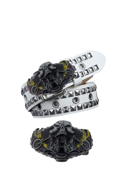 targay Gothic Punk Metallica Style Studded Belt with Cowboy Buckle