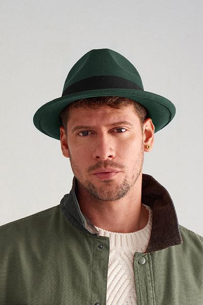 Külah Men's Emerald Green Felt Trilby Fedora Hat