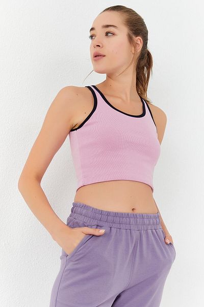 TOMMY LIFE Pink Basic Zero Sleeve Skinny Fit U-Neck Damen Crop Top Tank Top – 97162