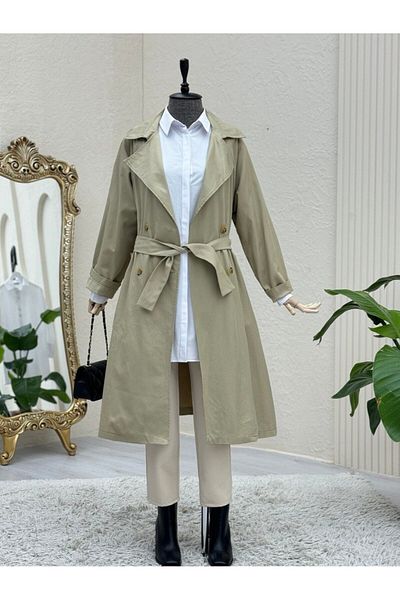 Modamorfo Trench Araboy cu detaliu bolero și curea - piatră