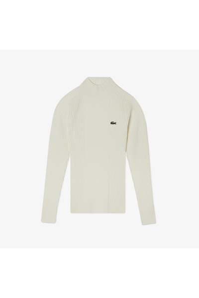 Lacoste Дамски пуловер с бял яка и прилепваща кройка