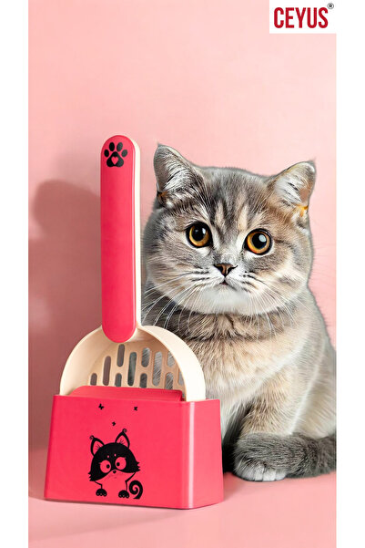 Ceyus مجرفة ومنصة لتنظيف فضلات القطط باللون الوردي الداكن