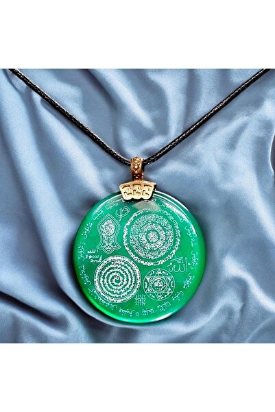 Sırlı Sepet Yeşil Özel Seri Dualı Akik Taşı Kolye