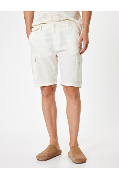 Koton Keten Şort Kargo Cep Detaylı Bermuda