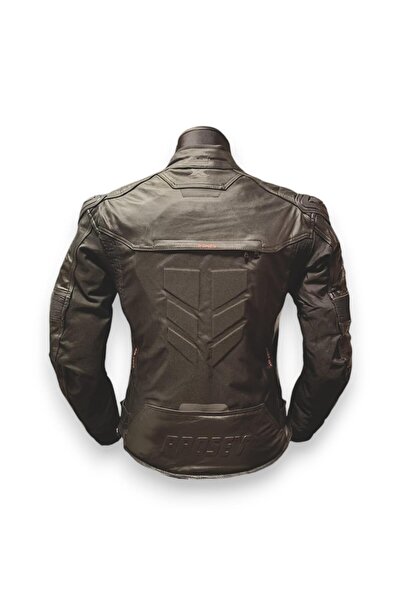 Prosev FALCON KADIN 4 MEVSİM SİYAH DERİ MOTOSİKLET MONT
