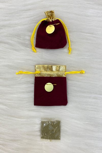 ZEYMERADE Gift Burgundy Gold Velvet Pouch, Wedding, Engagement, Wedding, Henna, Circumcision, Birth, Promise, Henna 25 Pieces