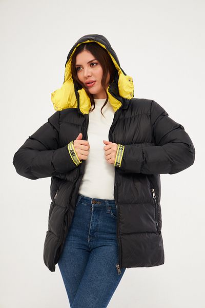 CrazyShopping Women's Sleeve Adjustable Inner Pocket Hood Zippered Puffer Jacket