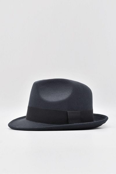 Külah Men's Anthracite Fedora Hat Cowboy Panama Cap