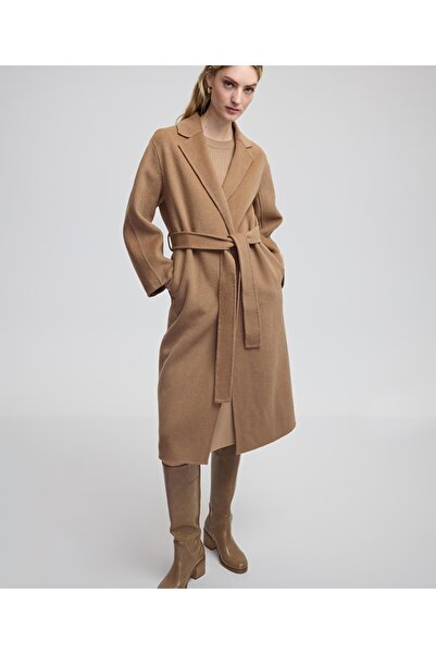 İpekyol Yün karışımlı kuşaklı kaban