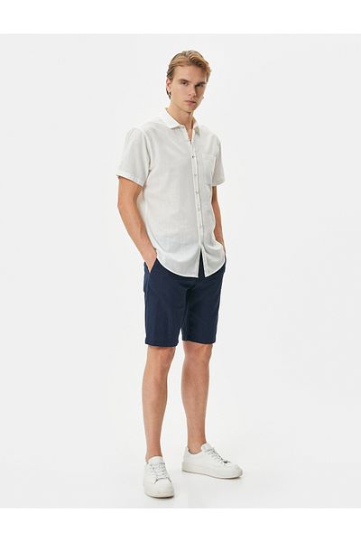 Koton Slim Fit Short Sleeve Classic Collar Shirt - ButtoneD PocKet Detail