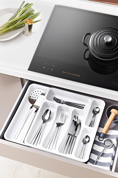 Doreline Double Sided Extendable Spoon Holder - Practical Adjustable Drawer and Ladle Holder