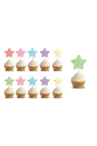 Le Mabelle Multicolored Macaron Star 10-Piece Cake Decoration