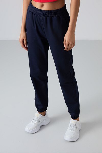 TOMMY LIFE Pantaloni de trening pentru femei, cu buzunare indigo, talie înaltă, formă confortabilă, picior din cauciuc - 94583