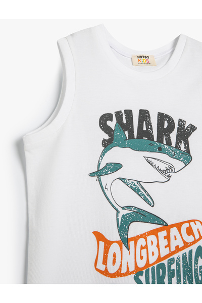 Koton Cotton Sleeveless Tank Top - Shark Printed