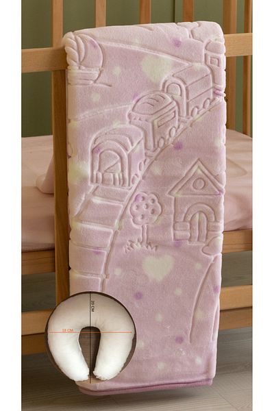 Dinarsu Embos Baby Blanket with Neck Pillow and Gift Box