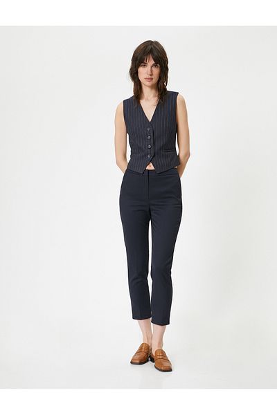 Koton Cigarette Fabric Trousers High Waist with Pocket Detail