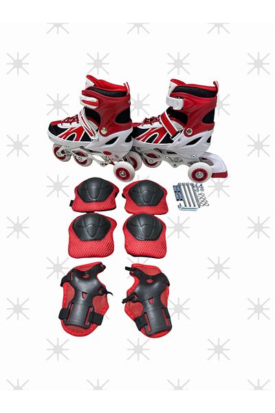 CANSPORT Adjustable (2+2) Metal Body Silicone Wheels Lighted Children's Skating and Protection Set