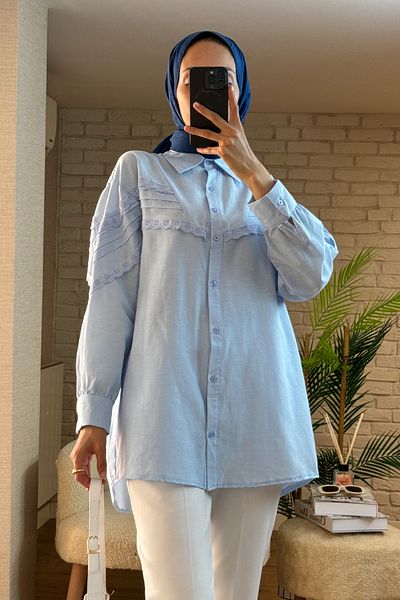 Salih Çelebi 61631 Tunica Detaliata Scallop - BABY BLUE