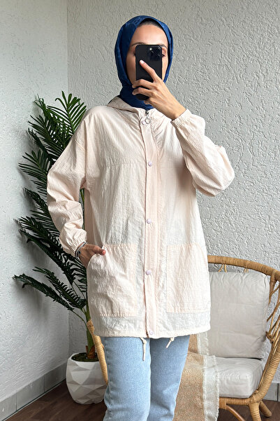 Salih Çelebi 61649 Μπεζ αδιάβροχο με κουκούλα