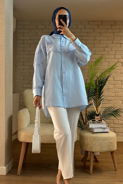 Salih Çelebi 61631 Tunica Detaliata Scallop - BABY BLUE