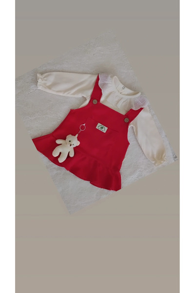 Tufitto Girl's Lace Collar Sleeve Gathered Dress