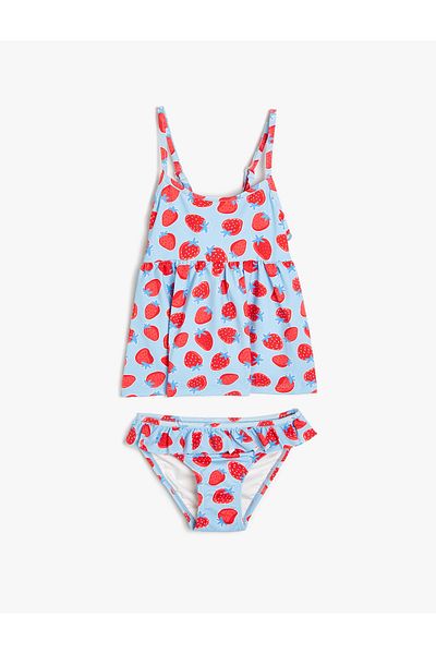 Koton Set aus langem Bikinioberteil mit Riemchen und gerüschtem Unterteil