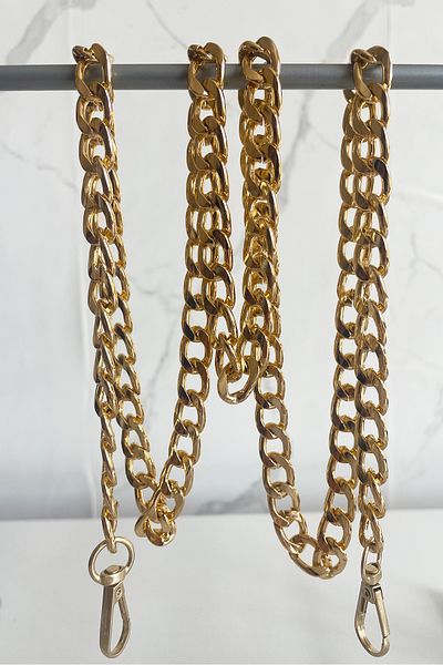 vollen yarn Geantă metalică anti-tarnire de 120 cm - lanț plat, galben auriu