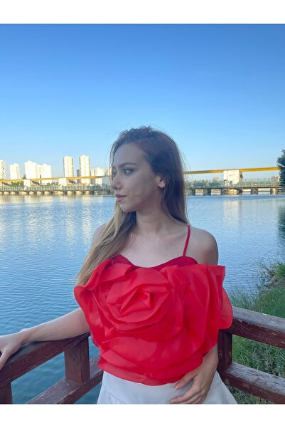 elegancebyseda Жіночий червоний стильний кроп