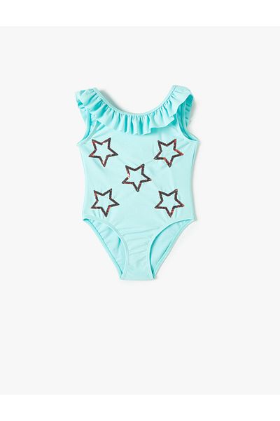 Koton Riemchen-Badeanzug mit Sternenmuster – Paillettendetails