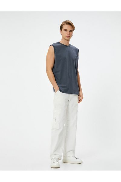 Koton Ärmelloses Basic-T-Shirt aus Baumwolle mit Rundhalsausschnitt
