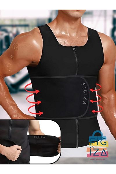 figiza Men's Body Shaper Thermal Vest Corset Slimming Vest Fat Burner Fitness Exercise Vest