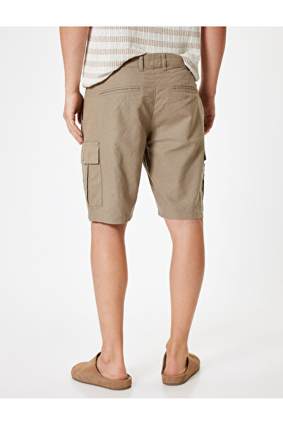 Koton Keten Şort Kargo Cep Detaylı Bermuda