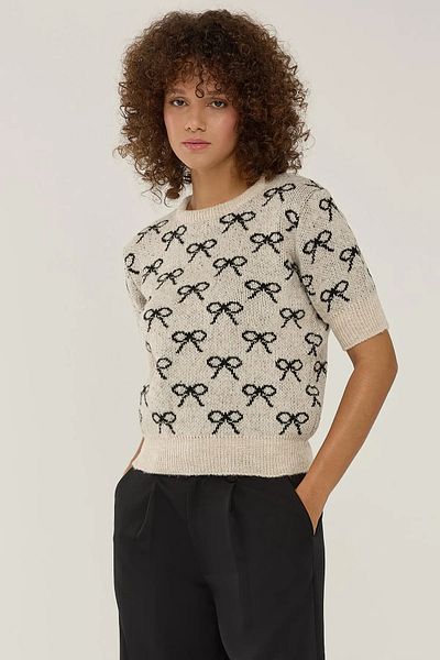 Hiccup Pulover tricot cu mânecă scurtă cu model cu fundă