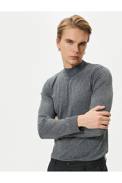 Koton Half Turtleneck Sweater Slim Fit Gray