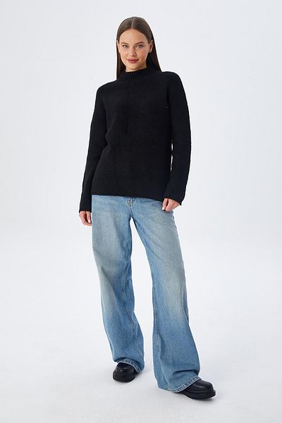 Mixray 6849 Black Seamless Stand Collar Women's Knitwear Sweater