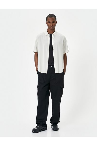 Koton Viscose Fabric Short Sleeve Classic Collar Summer Shirt