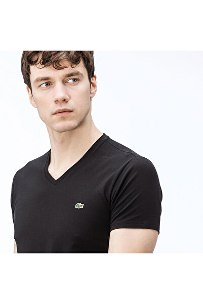 Lacoste Erkek Slim Fit V Yaka Siyah T-Shirt