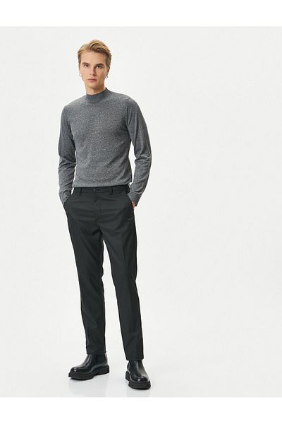 Koton Half Turtleneck Sweater Slim Fit Gray