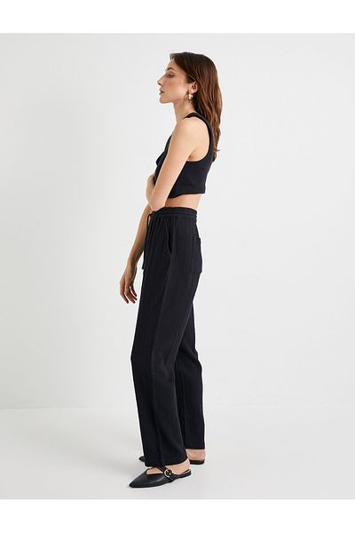 Koton Hose mit Schnürung und Tasche, Baumwolle, normale Taille