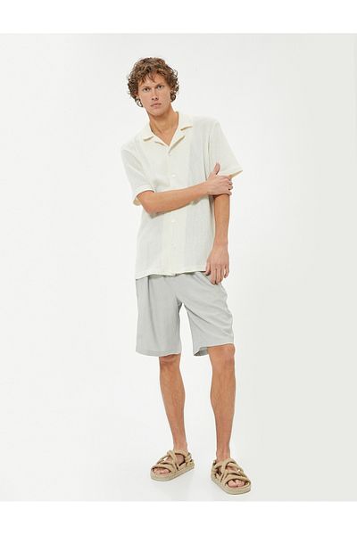 Koton Σορτς από λινό Bermuda Oversize - Με κορδόνια στη μέση και λεπτομέρεια στην τσέπη
