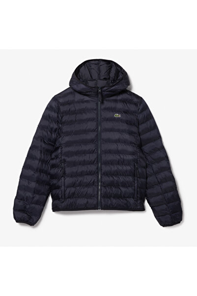 Lacoste Erkek Kapüşonlu Kapitone Lacivert Mont