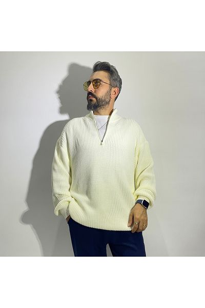 higo Oversize Men's Knitwear Sweater with Half Zip