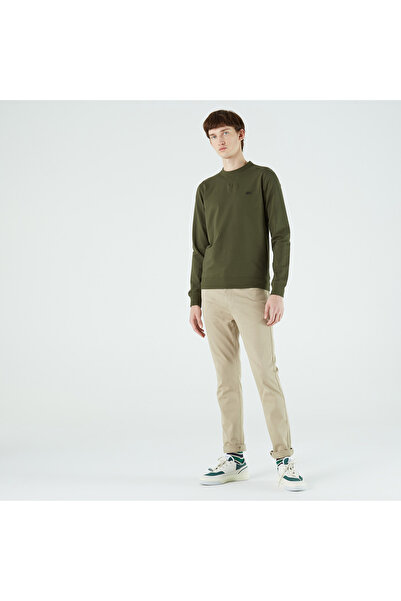 Lacoste Erkek Slim Fit Bisiklet Yaka Haki Sweatshirt