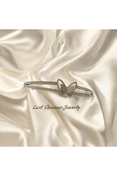 stainless steell Zirkon Taşlı Kelebek Kelepçe