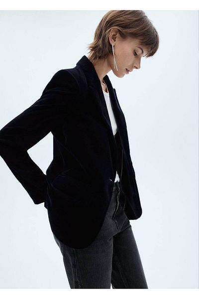 MANGO Woman Lisovaná sametová bunda