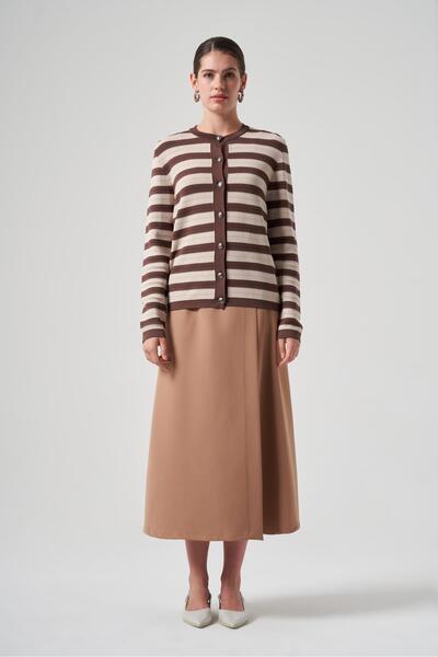 Nuss Καφέ Χρώμα ριγέ Ζακέτα 1113