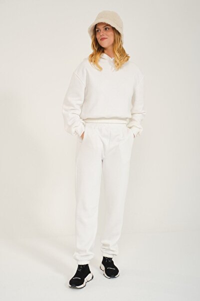 LUCKYPORT Unprinted Short Waist Crop Tracksuit Set