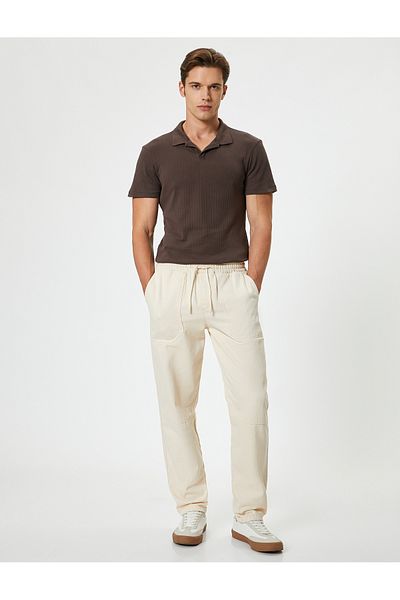 Koton Baumwoll-T-Shirt mit Polokragen und schmaler Passform – kurzärmlig